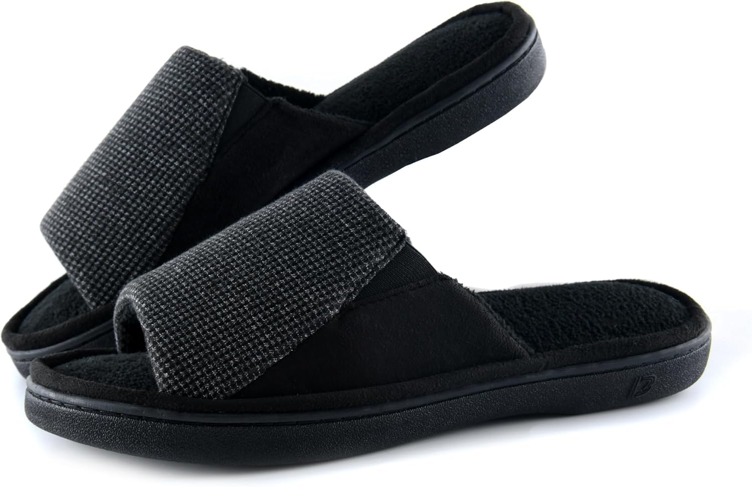 LORDFON Mens Open Toe Slippers Slip on Men Slides Cozy Memory Foam Breathable Indoor House Shoes