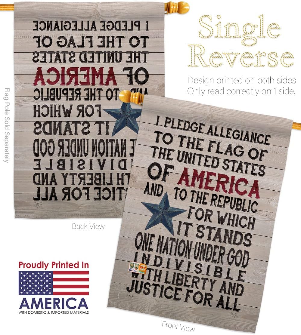 Pledge of Allegiance House Flag Americana Star and Stripes Patriotism Independence Memorial United State American Small Decorative Gift Yard Banner Made In USA 28 X 40