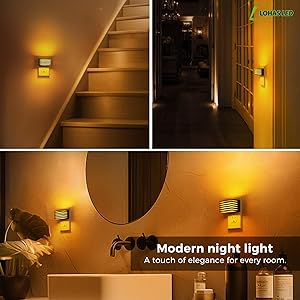 L LOHAS LED Night Lights Plug into Wall, 2 Pack Modern Night Light with Dusk to Dawn Sensor, Dimmable Plug in Night Light, Adjustable Brightness, for Bedroom Bathroom Hallway
