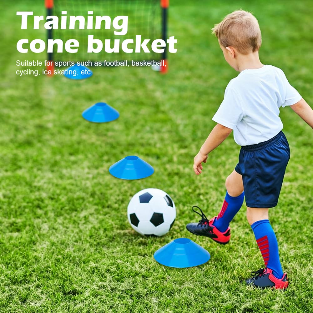 CEWROM Slalomstangen Fussball Trainingszubehör mit 6 Slalom Poles, 12 Hütchen, Koordinationsleiter 6m, Springseil und Resistance Fallschirm, Fußball Trainingsset für Koordinationstraining