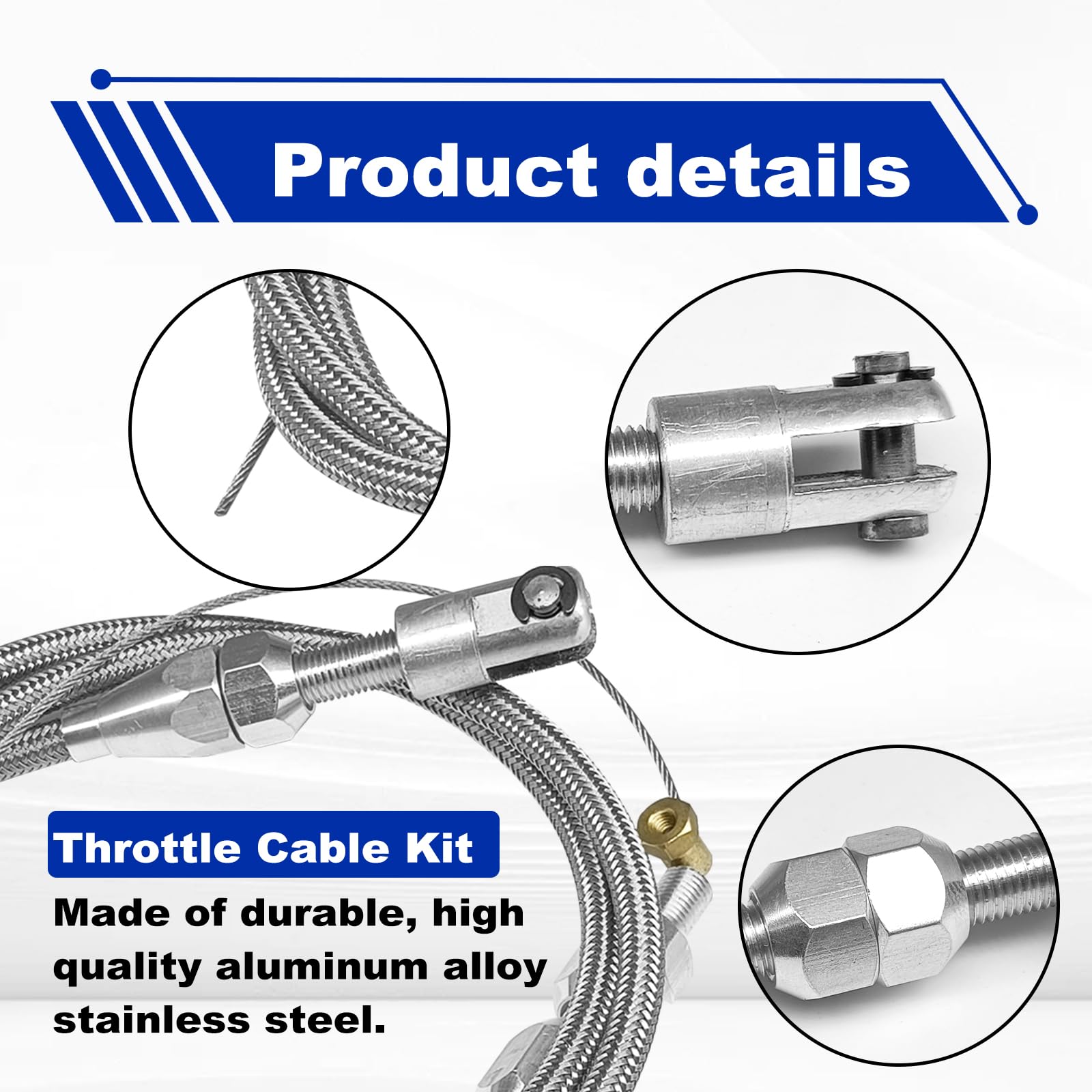 Kit de câble d'accélérateur LS de 91,4 cm en acier inoxydable tressé compatible avec moteur Chevrolet/Chevy LS1 97-07 4,8 L 5,3 L 5,7 L 6,0 L