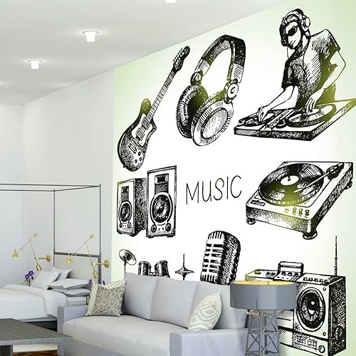 Miniatura 2 de Papel tapiz adhesivo con diseño de graffiti de música retro, para decoración de habitación, apto para manualidades (59 pulgadas de ancho x 59