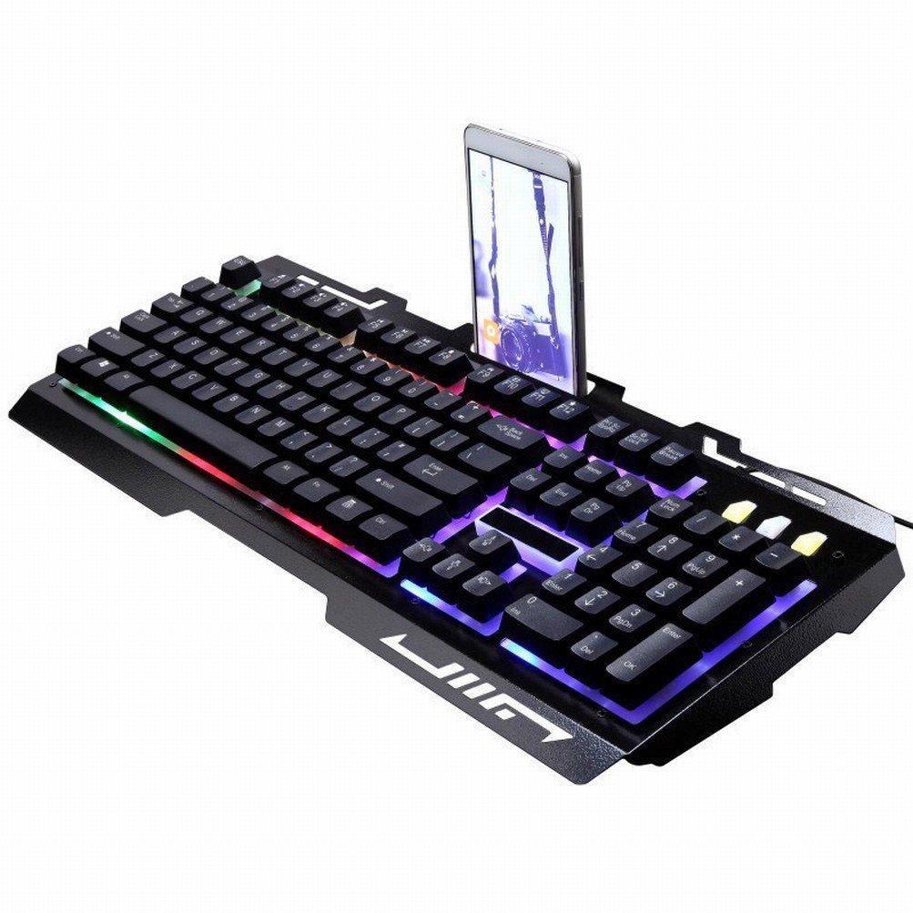 Clavier USB brillant avec châssis métal résistant pour le jeu sur PC