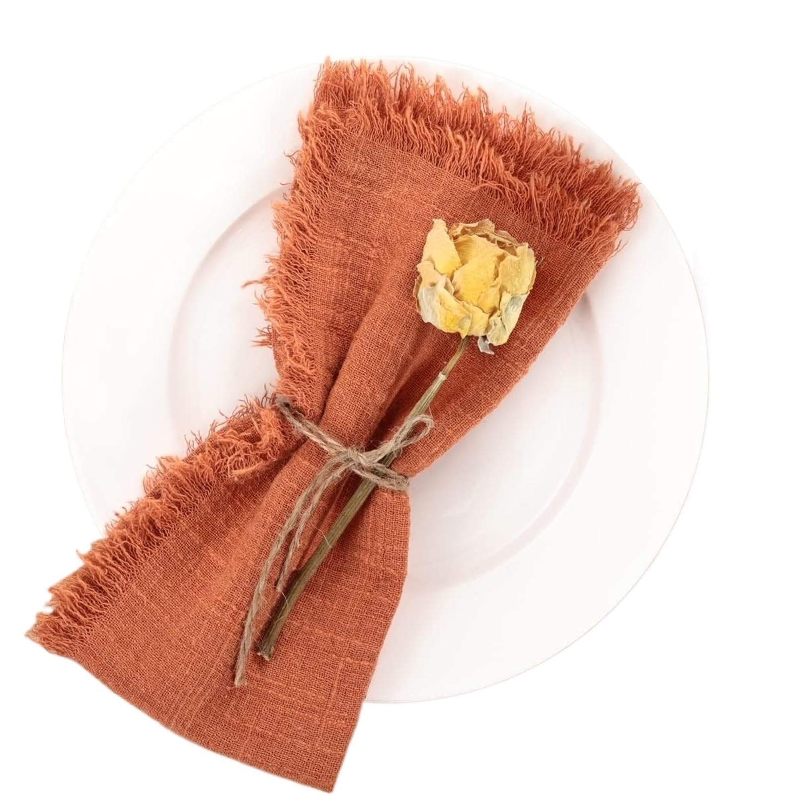 Cloth Napkins 50 Pack 32x32cm Handmade Cotton Cloth Napkins, 100% Gauze With Fringe For Dinners, Parties, Weddings, Banquets