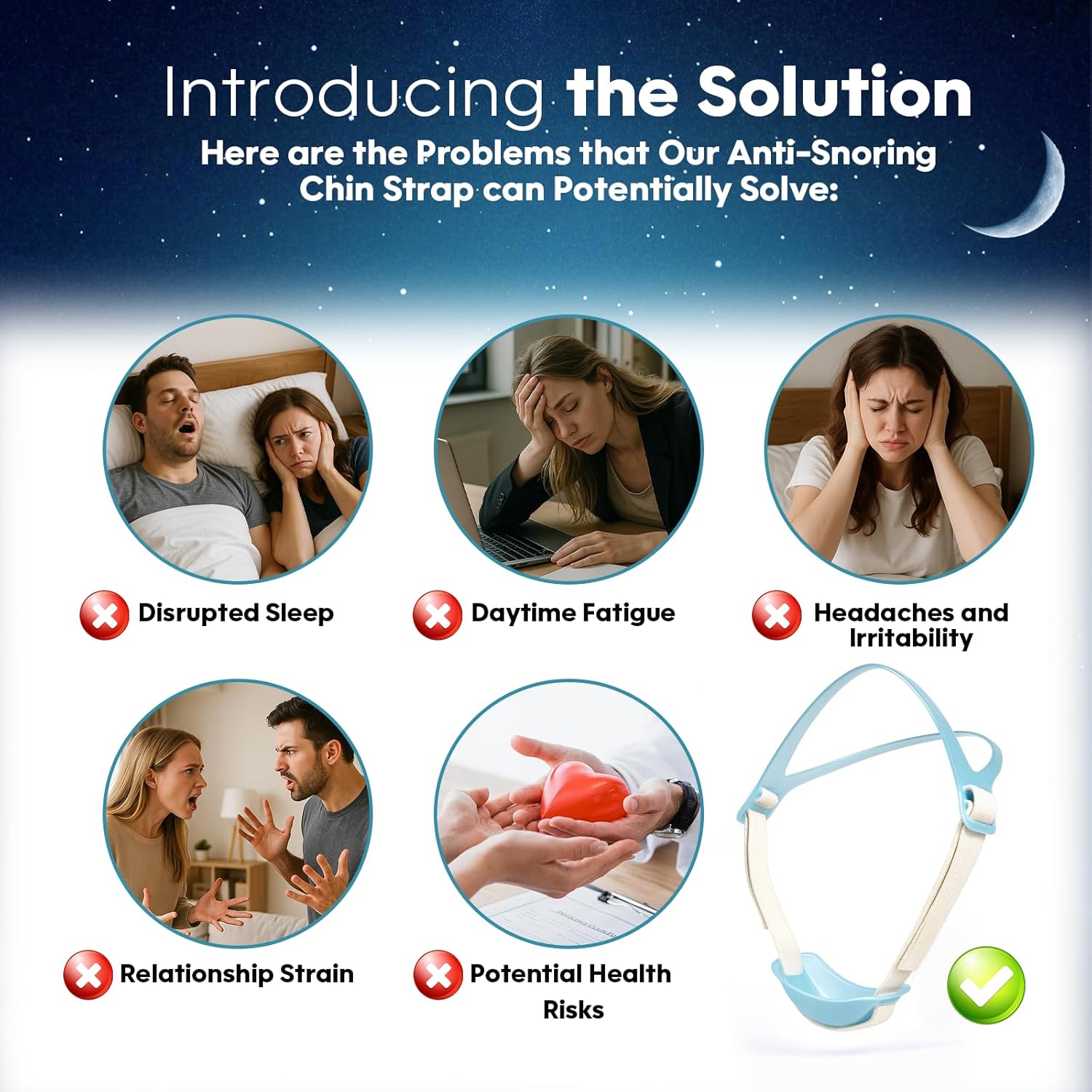 Anti Snoring Chin Strap - Adjustable Snore Stopper for Sleeping | Breathable & Reusable Stop Snoring Solution | Comfortable Anti Snore Device for CPAP Users & Nighttime Snorers - Image 4