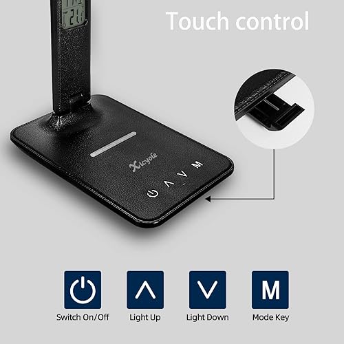 Miniatura 7 de Lámpara de escritorio, lámpara LED con cargador inalámbrico, puerto de cargador USB, control táctil, 3 modos de color, 5 niveles de brillo, lámpara