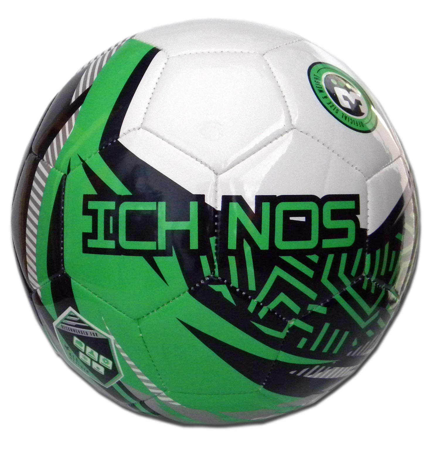 ICHNOS Snazzer Junior size football ball (White, Green, Blue, Silver, 3 (AGE 6-9))