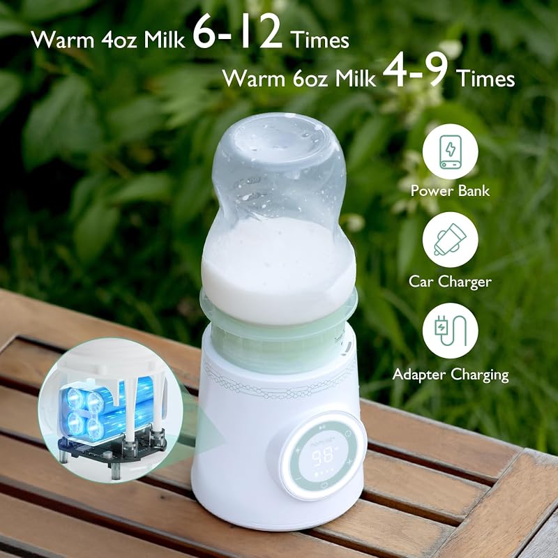Momcozy Hordozható Cumisüveg Melegítő, 2 Perces Gyors Melegítés, 6 Hőmérséklet Fokozat, USB Tölthető, Szivárgásmentes, Philips Avent/MAM/Com