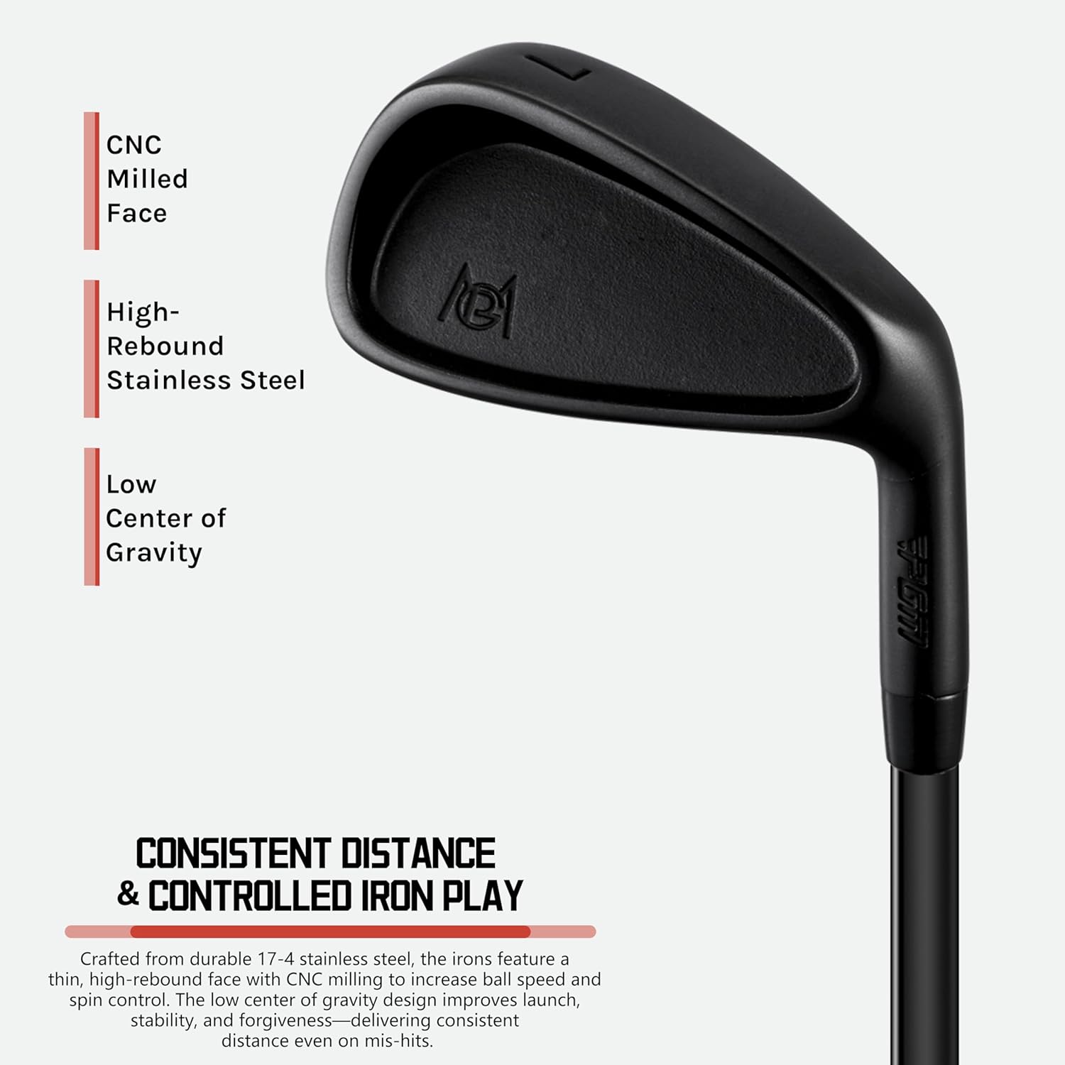 PGM 13 Piece Golf Club Set for Right Handed - Graphite Shafts - Ultra-Thin Face Titanium Driver, Forged Irons, Precision CNC Milled Putter (Without Golf Bag)