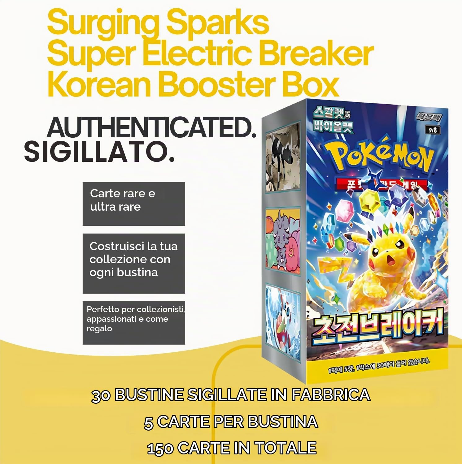 Scatola Booster Koreana Surging Sparks Super Electric Breaker (30 Confezioni) | Supercharged Breaker | Carte Pokémon Coreane Autentiche | Serie Scarlet & Violet | Titan Autenticata