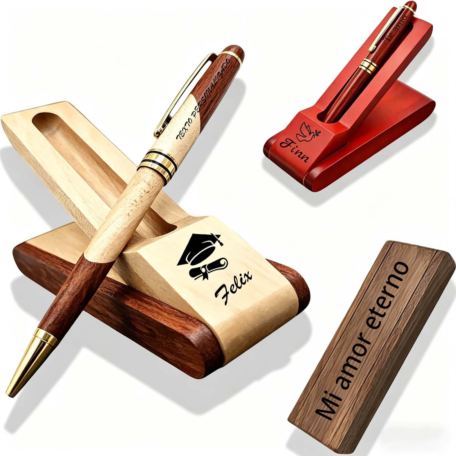 Engraved Wood Personalized Pen Set with Gift Box, Personalized Pens, Accurate Size for Graduation, Office and Special Occasion Gift (stylo personnalisable02)