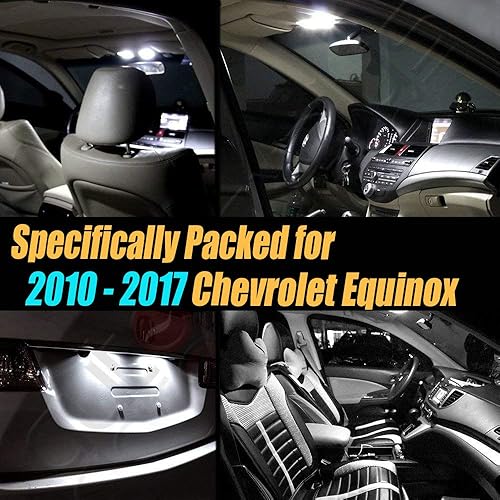 Miniatura 2 de Paquete de 12 luces LED para interior de automóvil, color blanco superblanco, 6000K, compatible con Chevrolet Equinox 2010-2017