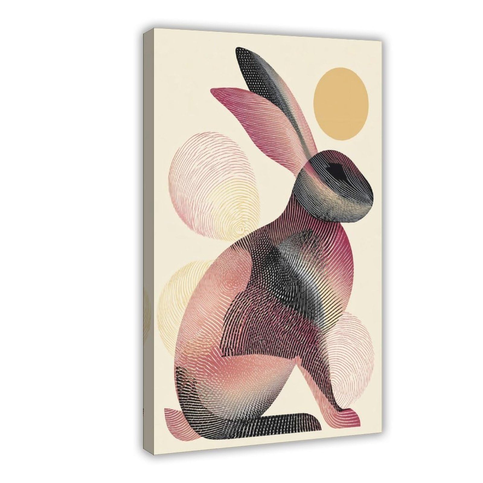 Ywtjax Frame-Style Abstract Rabbit Sun Poster Canvas Poster For Home Decor Gift