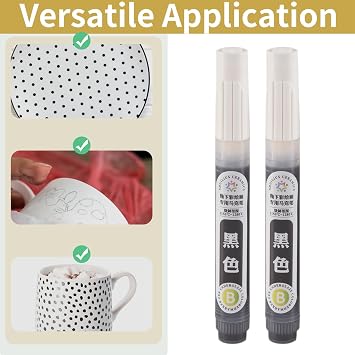 2 Pcs Underglaze Pen Underglaze for Ceramics Ceramic Writing Pen Underglaze Permanent Porcelain Colored Pen (Black)