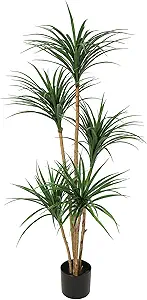 5 Ft Artificial Dracaena Tree, Realistic Fake Dracaena Plant, Tall Dracaena Houseplant for Indoor Décor, Adjustable Lifelike Faux Tree, Ideal for Photo Backdrops, Nursery, Living Room, Office