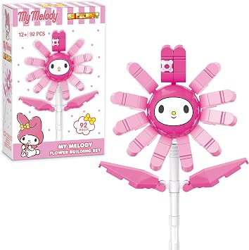 Brickcraft Officially Licensed Sanrio My Melody Flower with Detailed face and Petals Included 92 Pieces Multicolored Brick Building Set