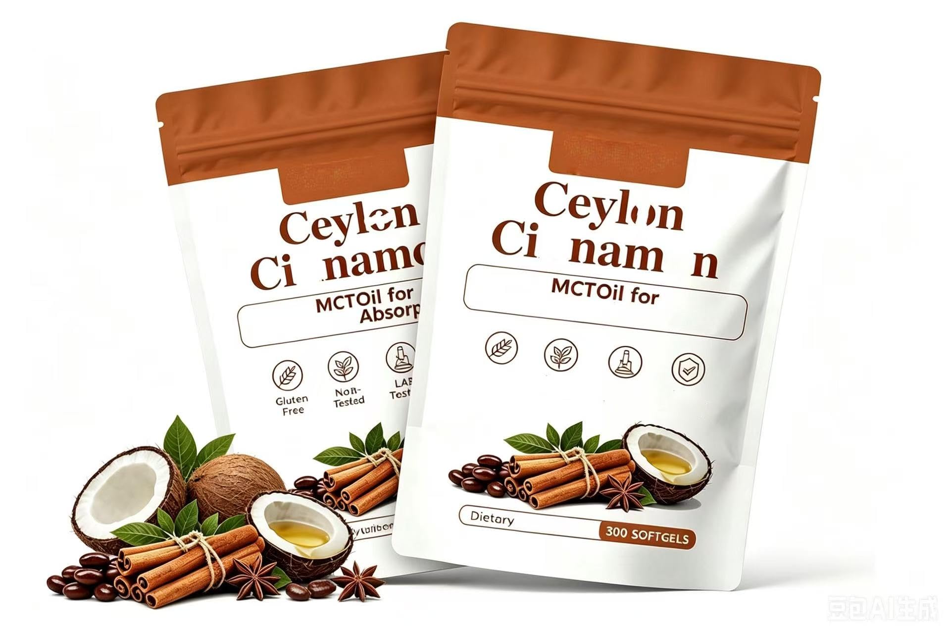 Estratto di cannella con olio MCT – Senza OGM, senza glutine, 300 capsule (confezione da 2)
