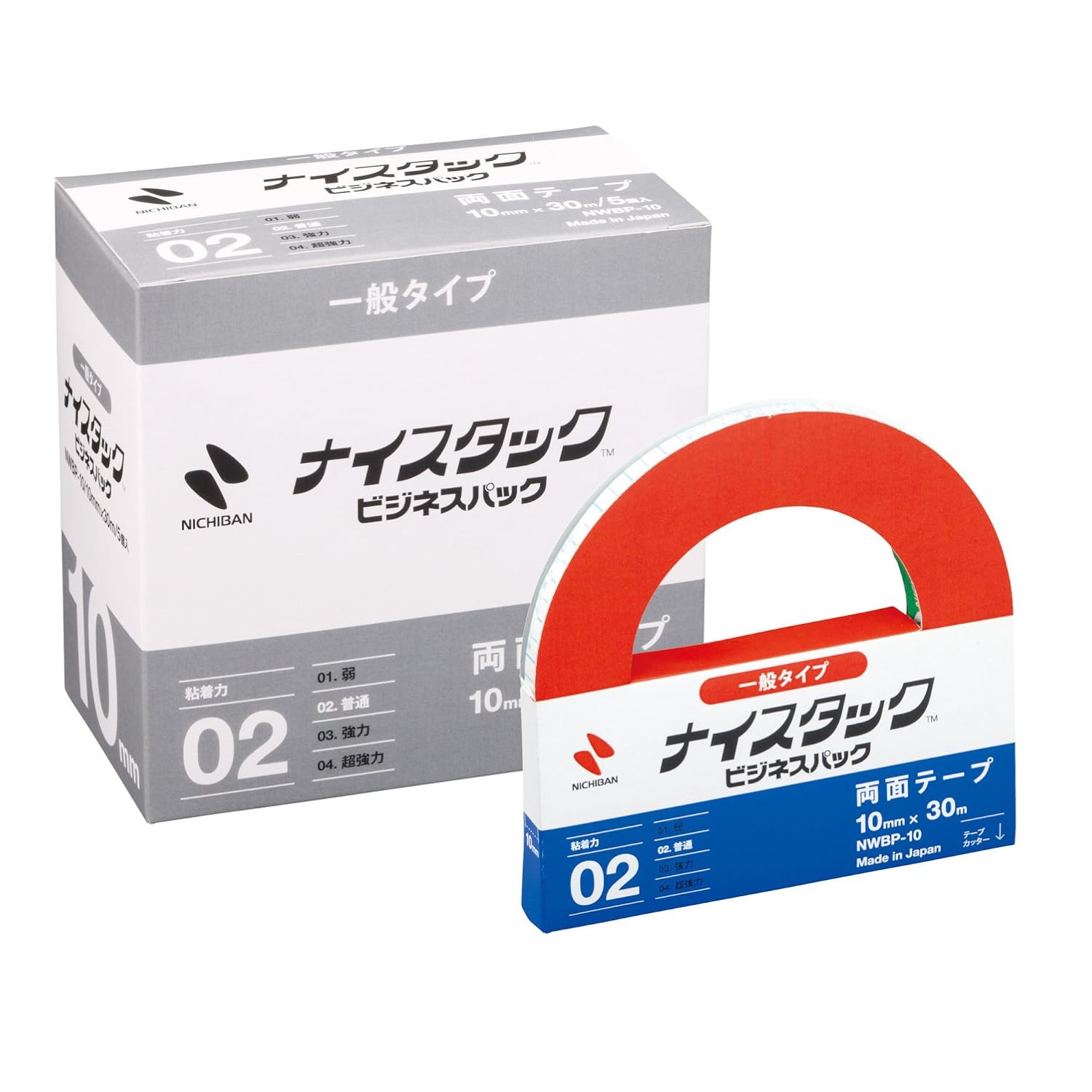 Nichiban Double-Sided Tape NWBP-10 Business Pack (General) 5 Rolls, 0.4 inches (10 mm) x 99.8 ft (30 m)