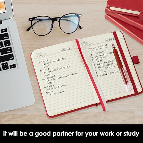 Miniatura 5 de Cuaderno pequeño de cuero con bolígrafo para escribir mujeres, con bolsillo pequeño, minibloc de notas forrado para viajes y trabajo, cuaderno de 3