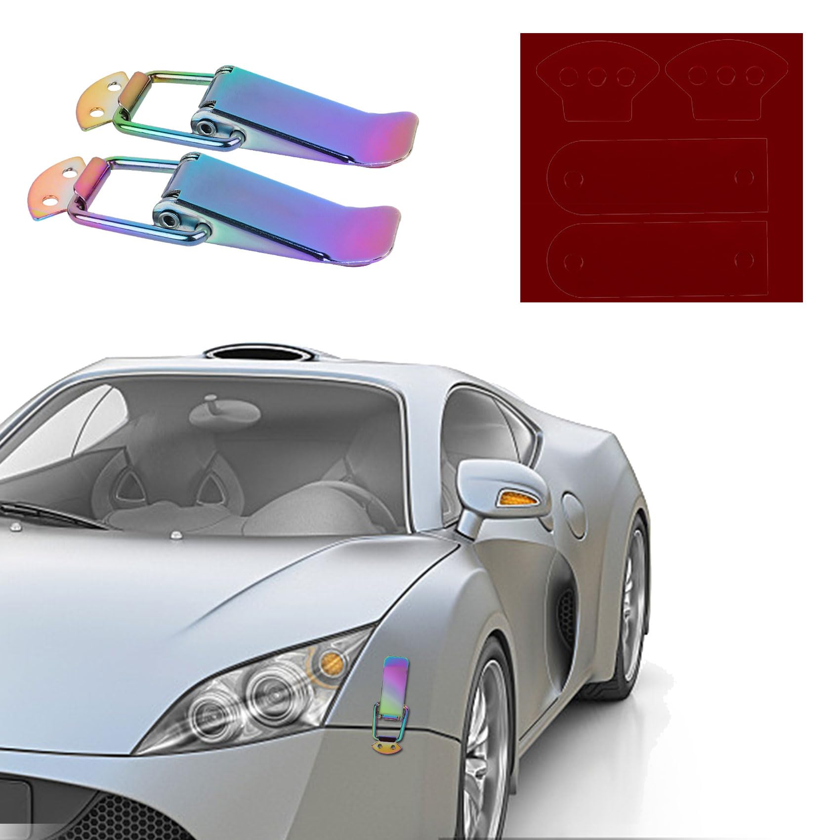 2PCS Car Bumper Clips Auto Bumper Security Hook Lock Clip Hasp Quick Release Front Rear Bumper Trunk Fastener