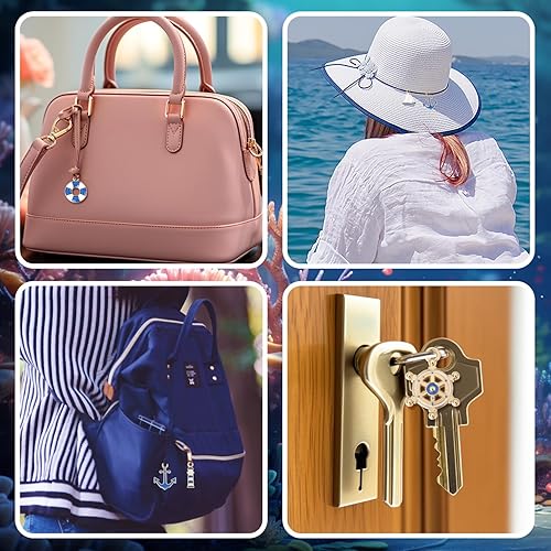 Miniatura 6 de 50 dijes náuticos con temática oceánica de aleación de timón de barco, dijes de ancla para timón de barco, accesorios para manualidades,