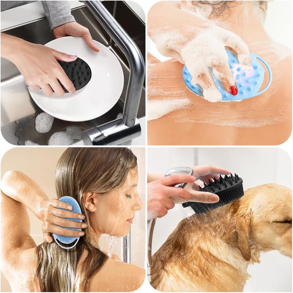 2 PCS Silicone Body Scrubber, Soft Silicone Loofah, Exfoliating Body Scrubber, 2 in 1 Bath and Shampoo Brush, Body Shower Scrubber, Cleaning Exfoliating Skin and Well Lather : Beauty & Personal Care