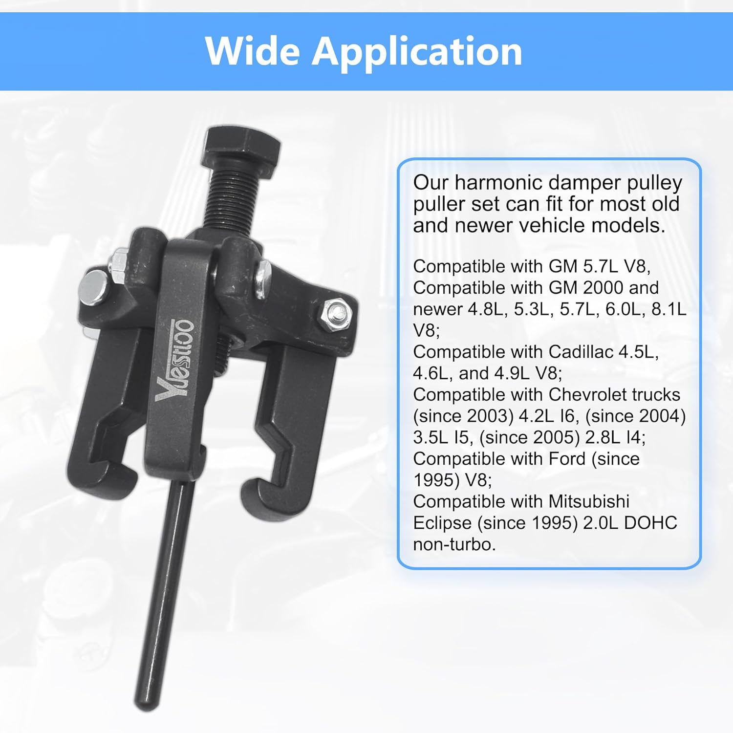 Harmonic Balancer Puller, Harmonic Balancer Damper Pulley Puller Kit, Compatible with Ford GM Chrysler Cadillac Chevy Trucks Mitsubishi, Adjustable Upgraded 3 Jaw Puller for Removal