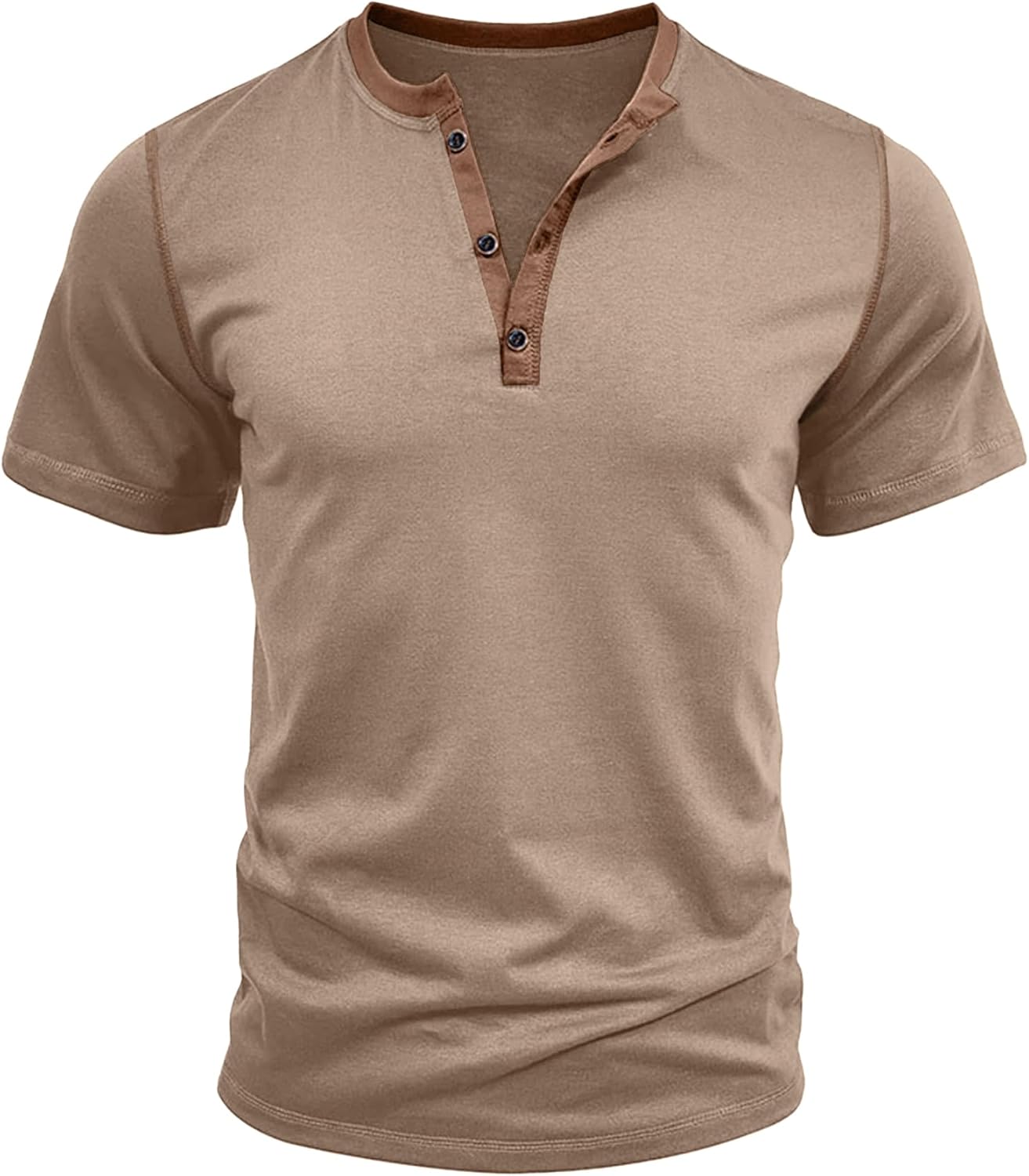 HOTake Men's Henley Shirts Short Sleeve Fitted Cotton Muscle T-Shirt with Button - Image 4