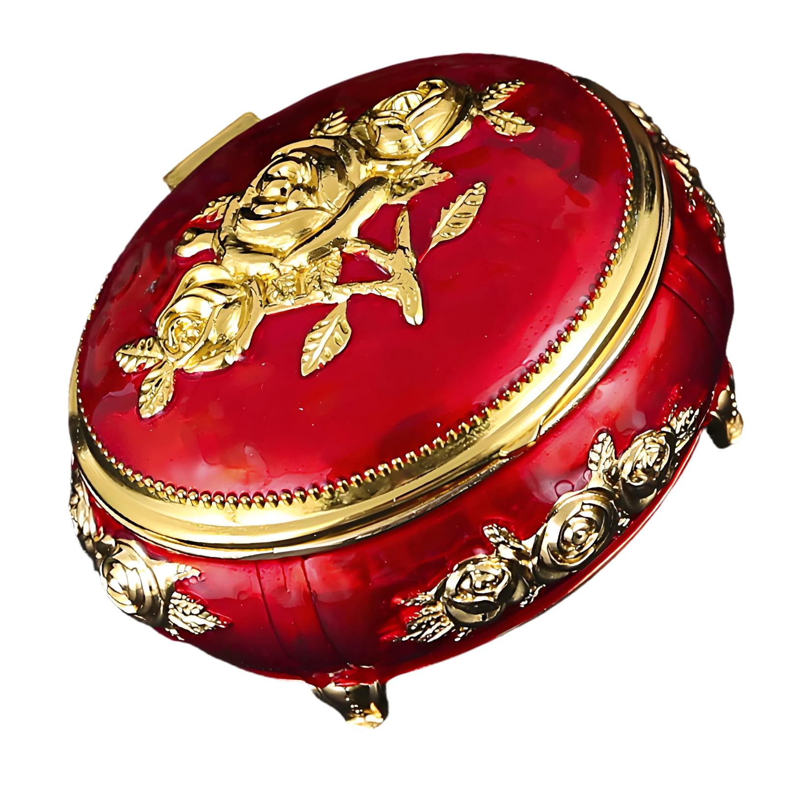 Kaeltsyn Retro Themed Metal Jewelry Holder with Protective Fabric Lining Ideal for Gift Giving Vintage Jewelry Box