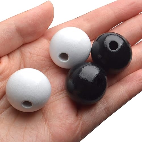 Vista 61 de Aylifu Cuentas de madera blancas, 100 cuentas de madera redondas de 0.787 pulgadas (0.787 in), cuentas espaciadoras sueltas con agujero grande