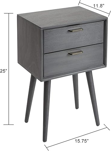 Miniatura 3 de Silverwood Olsen Mid Century - Mesa auxiliar con 2 cajones, color gris oscuro