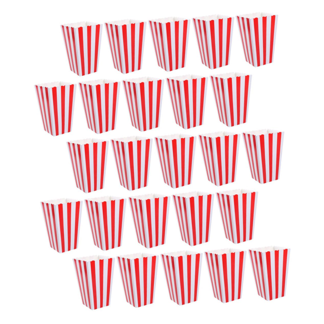 UTHCLO 25pcs Popcorn Boxes Striped Design Carnival Party Supplies Retro Popcorn Decor Paper Snack Cups