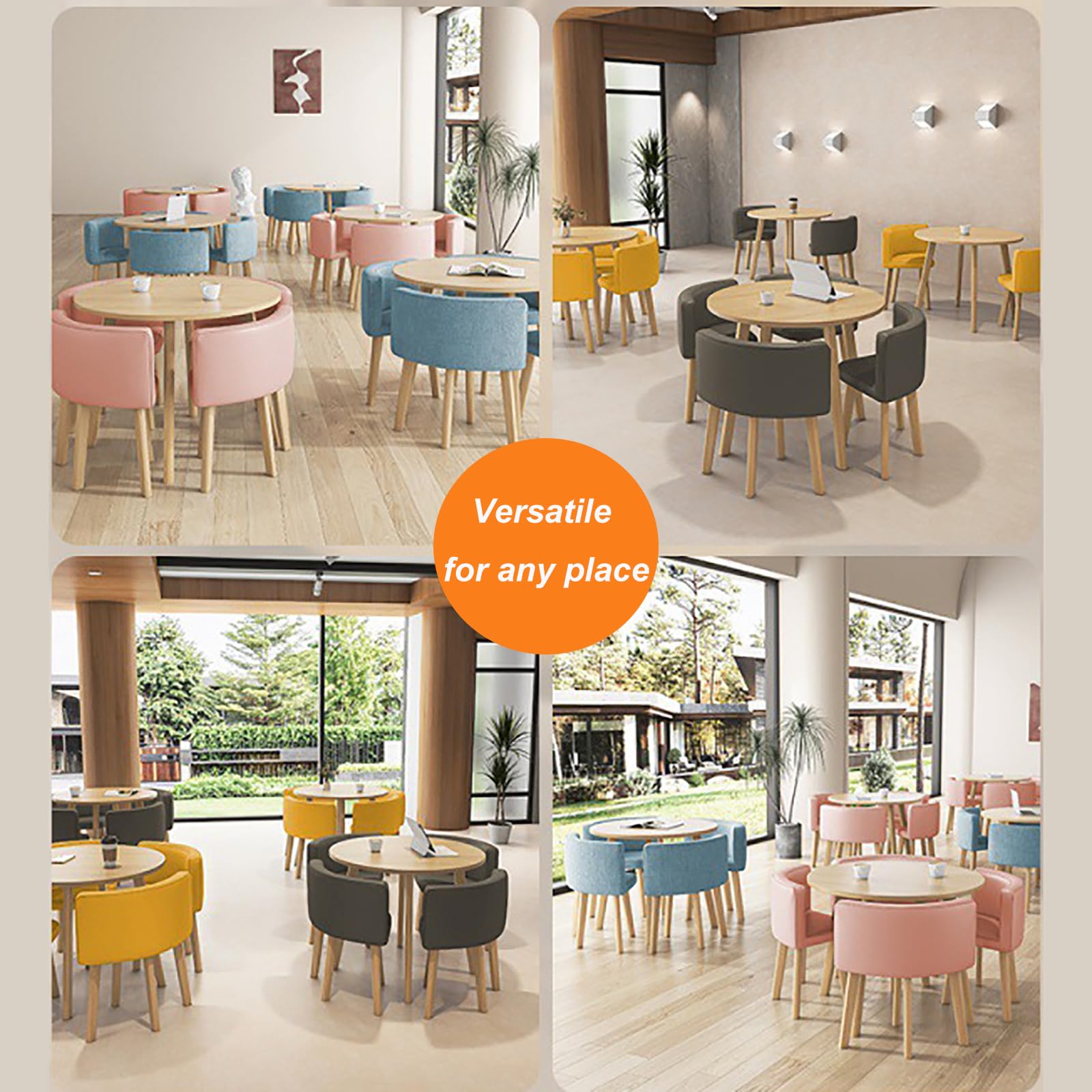 Bürotisch und Stuhl-Set, Business-Couchtisch, runder Büro-Empfangstisch, Büro-Konferenztisch, Business-Couchtisch-Set 90 cm E1