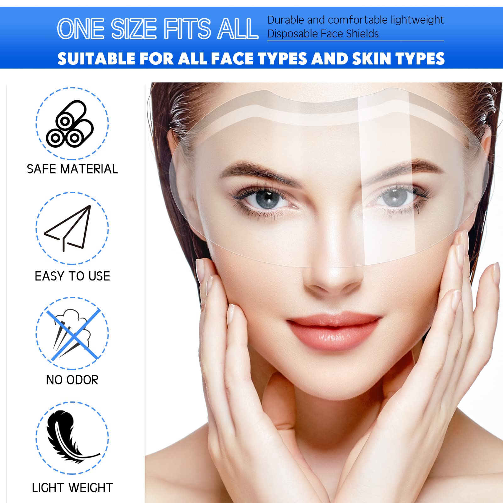 300 viseras faciales de maquillaje para ducha, suministros de microblading permanentes, visera de ducha de plástico desechable, cubierta facial transparente para laca para el cabello, 4