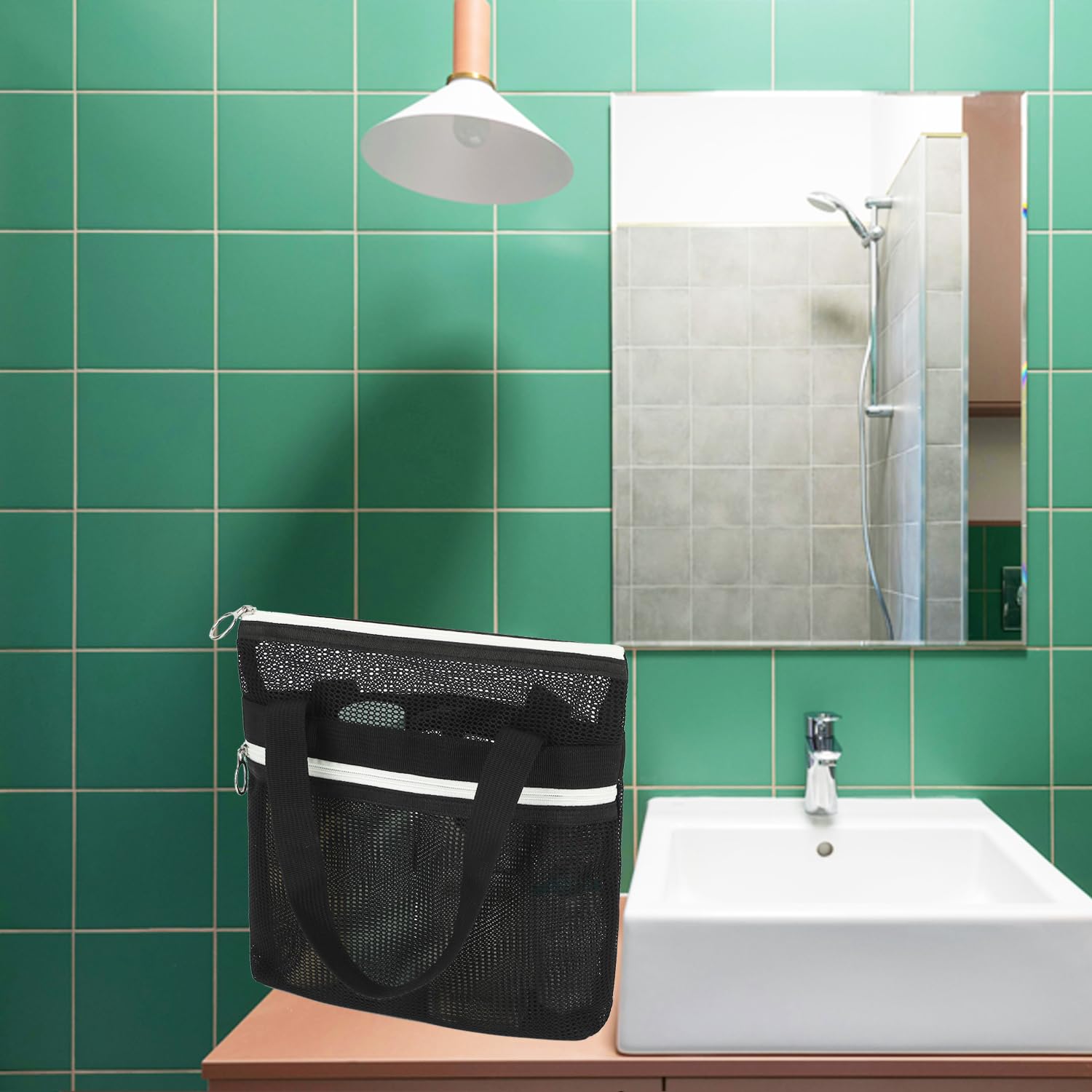 Trousse Transparente Sac De Douche En Maille Portable Avec Fermeture U00c9clair Idu00e9al Natte De Plage