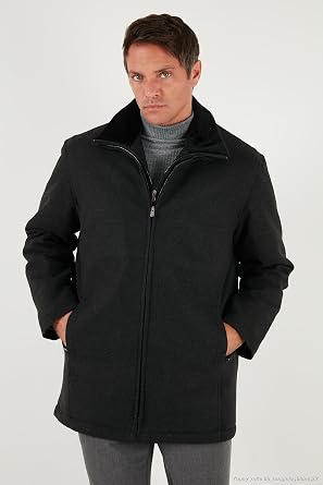 Buratti Regular Fit Çıkarılabilir Tüylü Yaka Detaylı Astarlı Kaşe Kaban Erkek KABAN 58400217