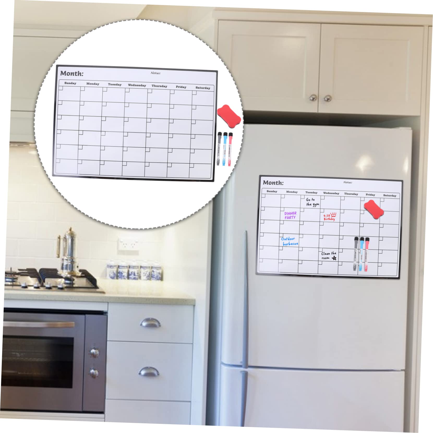 Calendario Magnetico Da Frigorifero Lavagna Cancellabile Mensile Per Pianificazione Familiare Con Spazio Per Note e Promemoria Per Casa e Ufficio