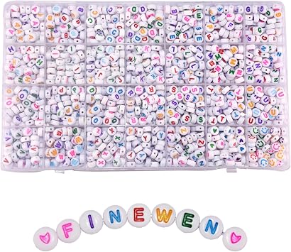 1400pcs Letter Beads, Alphabet A-Z Beads for Jewelry Making and DIY Bracelets, Necklaces, Key Chains, 4x7mm Round Letter Beads Kits for Jewelry Making DIY Bracelets NecklacesD-Colorful Letter