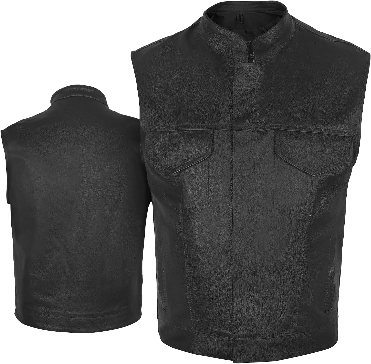 DEFY Challenge Your FearMen's SOA Motorcycle Genuine Cowhide Leather Club Style Vest with Concealed Gun Pockets