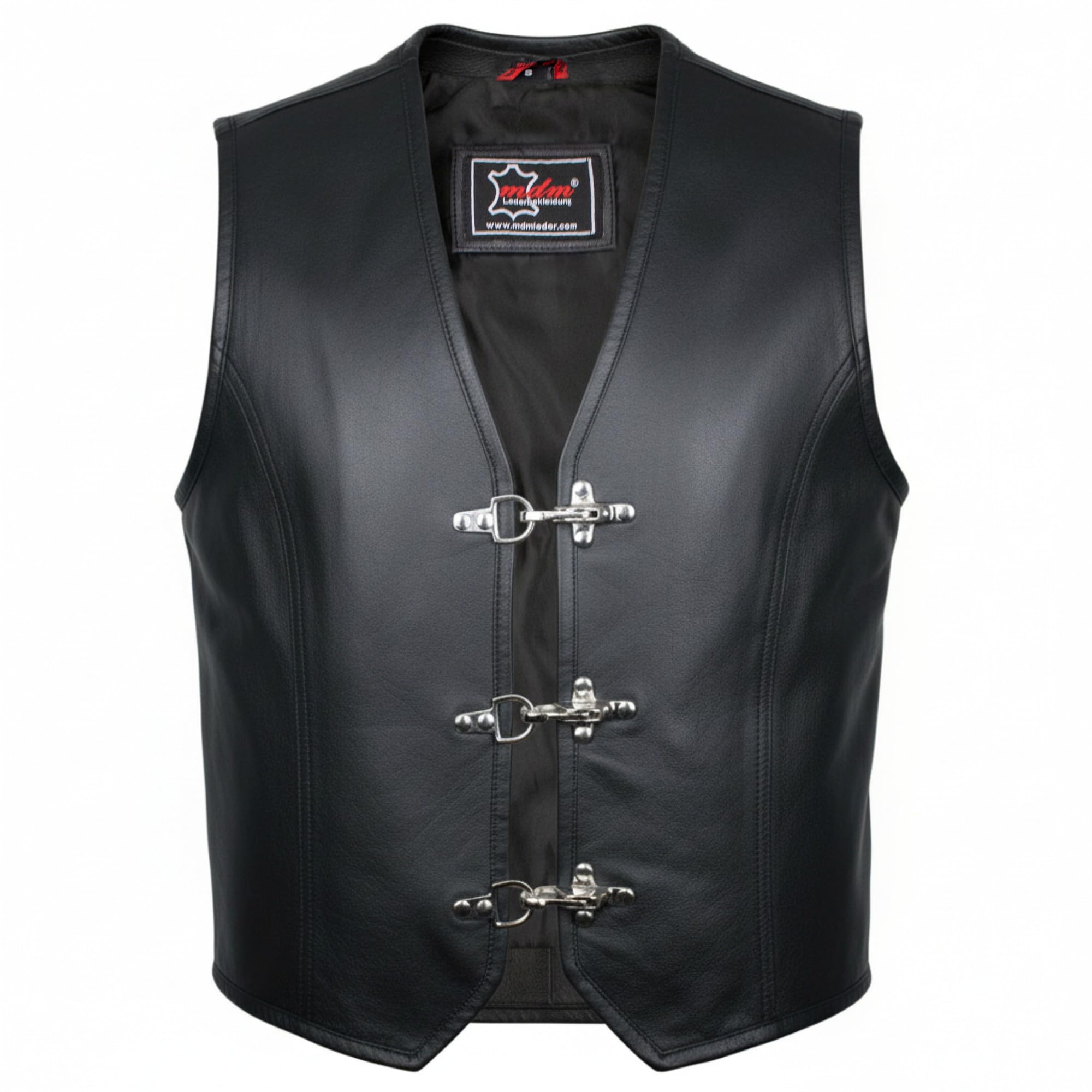 MDM Herren Lederweste in schwarz ohne Taschen (Gr. 5XL)