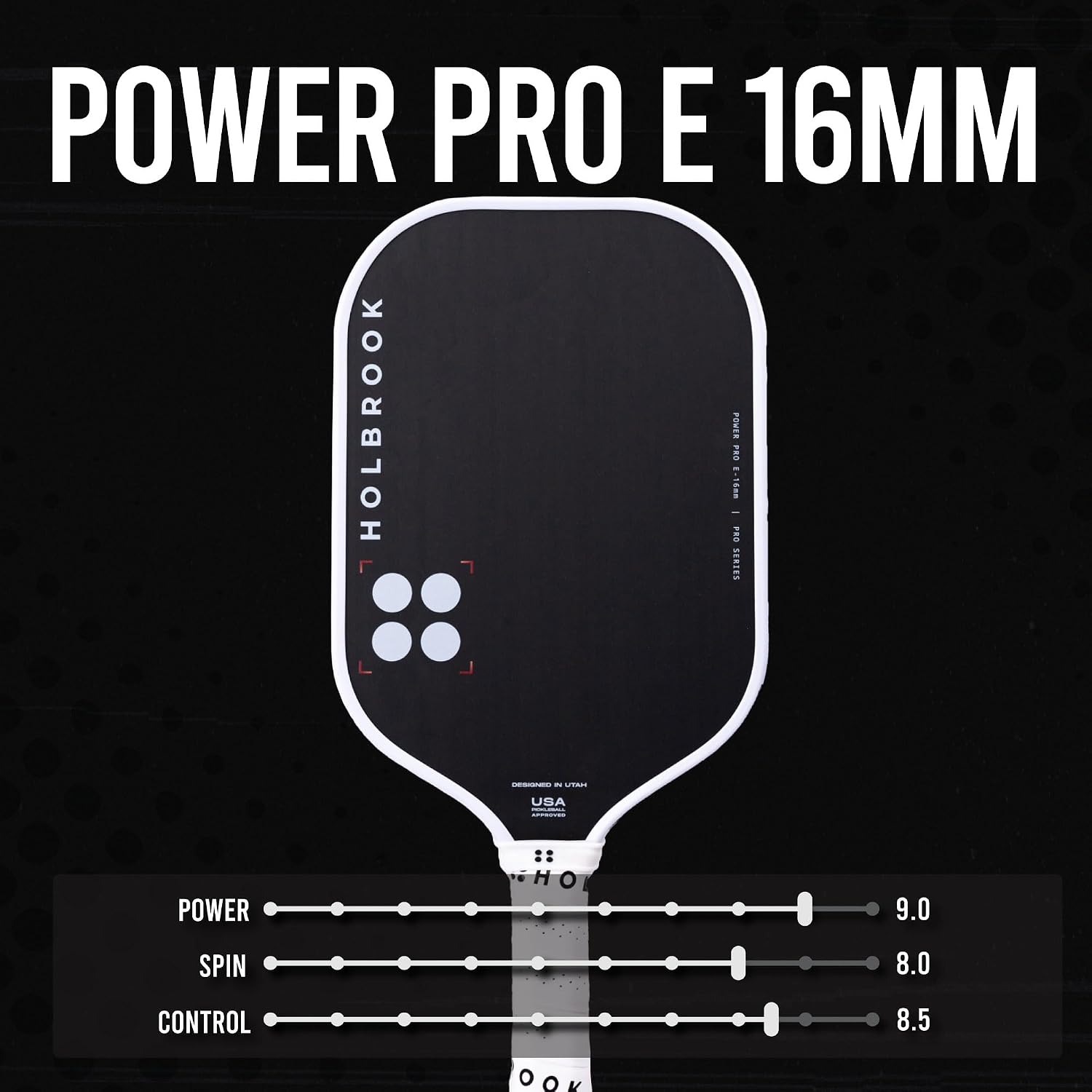 Holbrook Power Pro E Elongated Pickleball Paddle: USAPA Approved, Carbon Fiber Surface, Power, Control, Spin, Edgecraft Foam Polypropylene Honeycomb Core