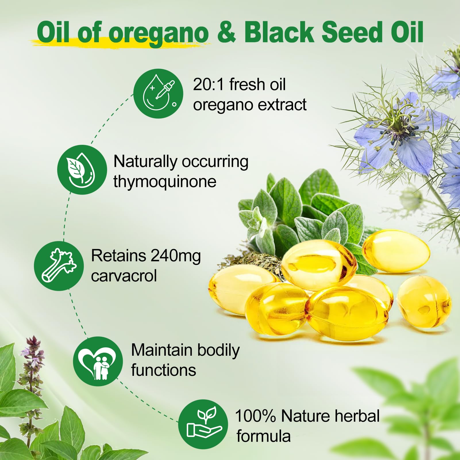 Oil of Oregano with Black Seed Oil, 6000mg/Serving, 150 Softgels — Amazon image 4