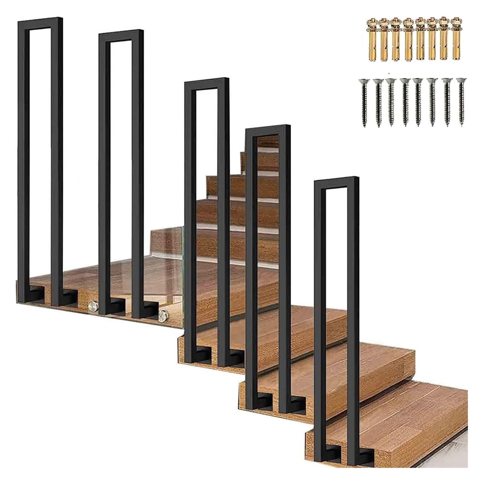Zyntho Black U-Shaped Stairs Handrail, Stair Railing Indoor, 35-100Cm Hand Rails For Outdoor Steps, For Indoor And Outdoor Garden Attic Steps Decoration Staircase Handrails(90Cm/2.9Ft)