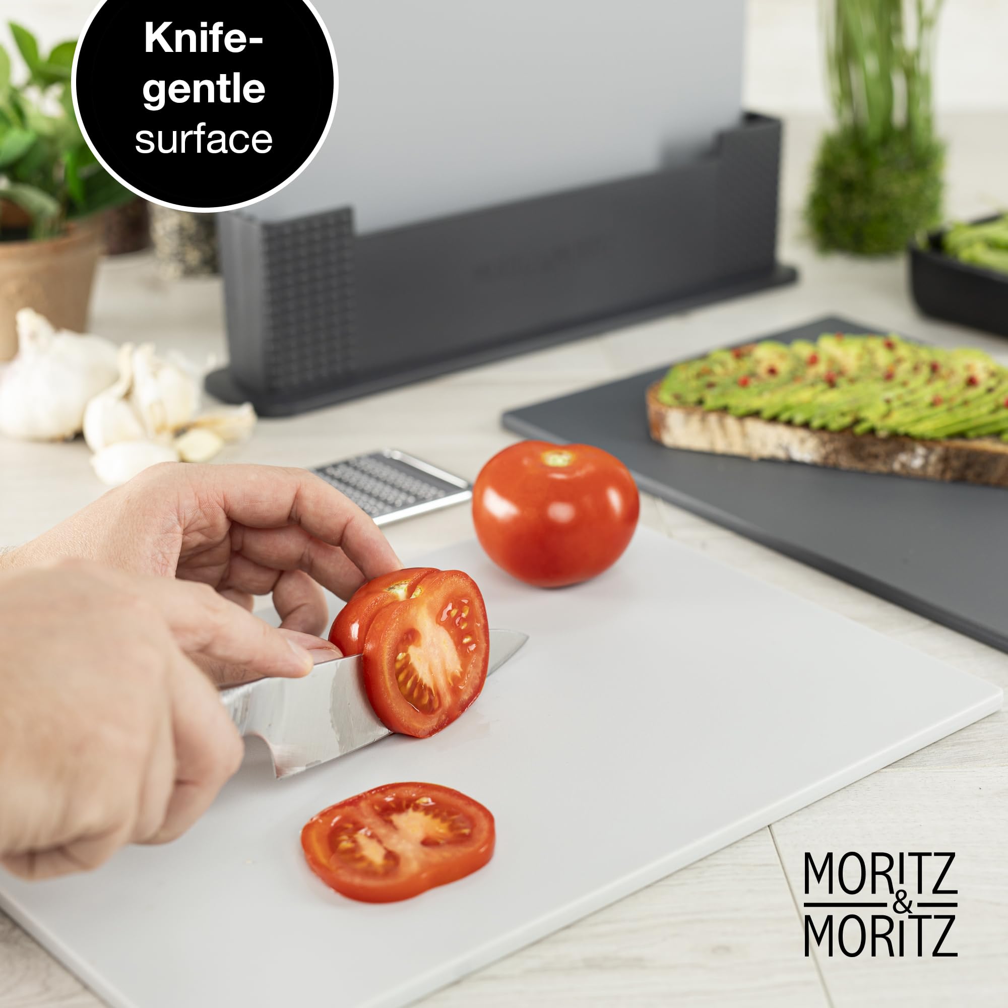 Moritz & Moritz 3X Grey Chopping Board Set including Stand 32 x 22 cm - Image 4