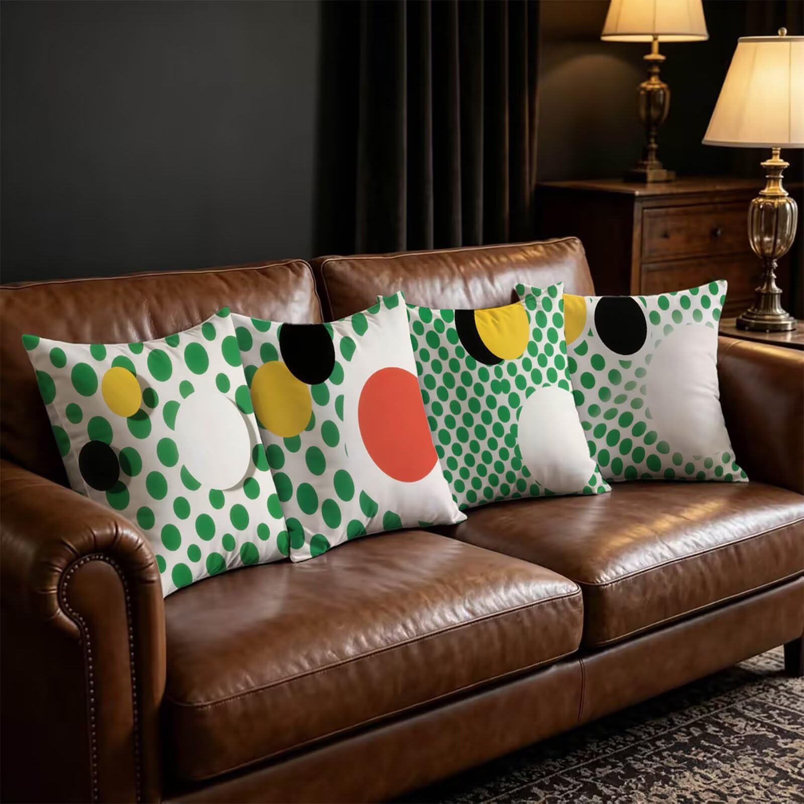 Federe Cuscini Letto 60x60cm Federe Copricuscini Divano Astratto THDZ-0086 | Outdoor Federe Copricuscini Divano Giallo-Verde 4 Pack Morbido Resistente Attraente Decorazioni per Letto Divano Regalo Donna