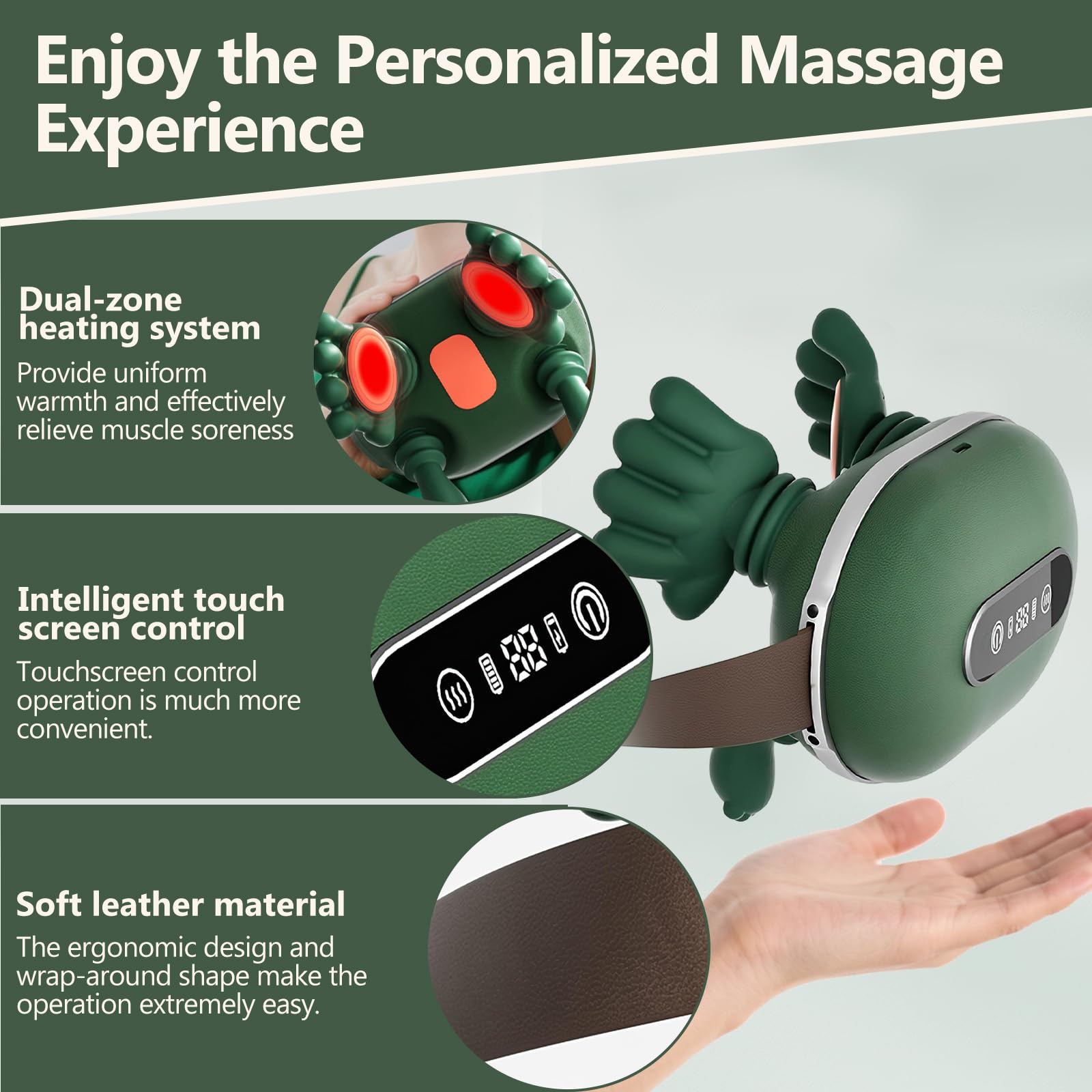 4D NackenmassagegeräT Kabellos mit LED, Elektrische Shiatsu Massagegerät