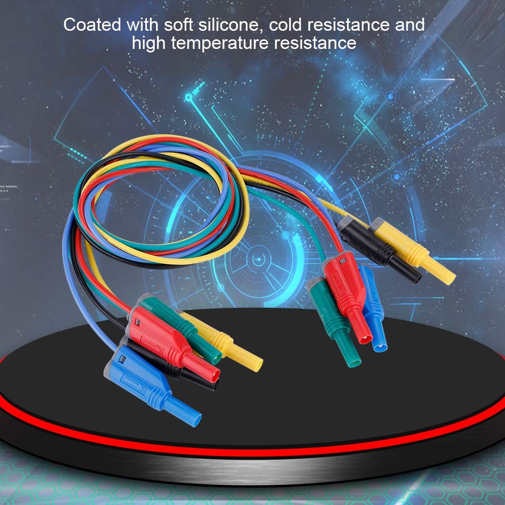Respicefinem Wire Clips Banana Plug Cable 18.0×16.0×4.0 5Pcs P1050-1 4Mm Banana Plug Soft Silicone Wire 14Awg for Multimeter Banana Plug Multimeter Kit