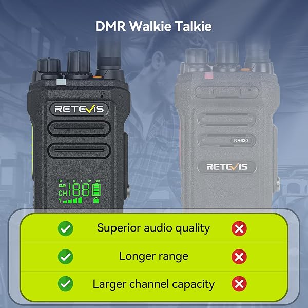 Retevis NR30D DMR Radio Portative, étanche IP67, 2800 mAh, Talkie-Walkie Numérique avec Suppression du Bruit, Compatible avec AES256 pour Sauvetage en Extérieur (Lot De 1) - 5