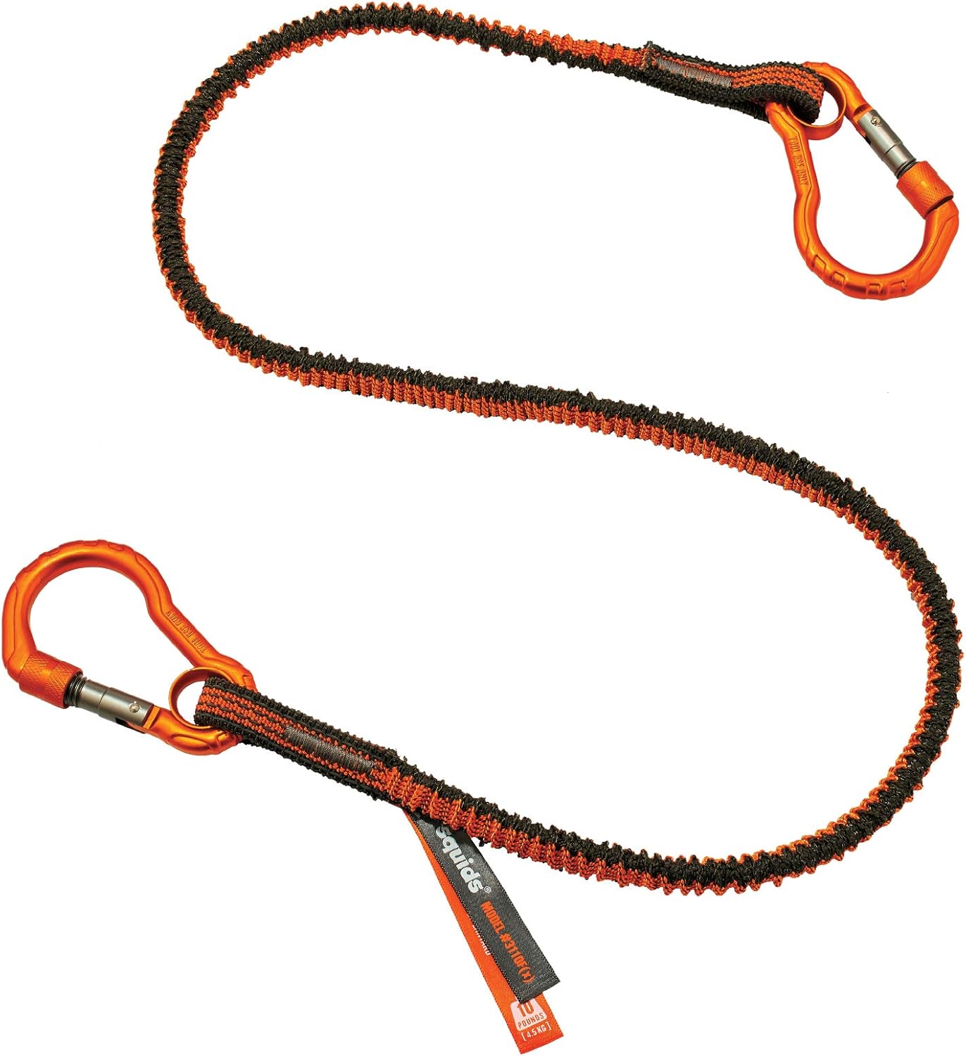 Ergodyne - 19822 Shock Absorbing Tool Lanyard with Two Self-Locking Carabiners, Tool Weight Capacity 10lbs, Squids 3110, Gray, Standard (3110F(x)) - - 