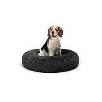 lionto Letto per Cani Rotondo Cuscino Gatti Letto Donut, (XXL) 80 cm Ø Grigio Scuro